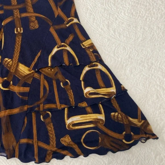 Ralph Lauren Blue and Gold Bubble Skirt Knee-Length Cocktail - Picture 9 of 12
